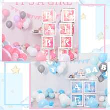 1pc Transparent Balloon Box With Letters (A-Z) For Baby Shower Gender Reveal, Diy Personalized Name Graduation Birthday Party Bride Wedding Anniversary Backdrop Decoration (White)