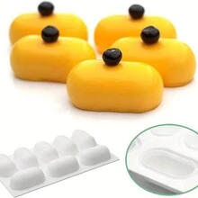 1pc 8-Cavity Elliptical Mousse Cake Silicone Mold, Baking, DIY Cake Gum Paste Mold, Baking Kitchen Tool - White - View 7