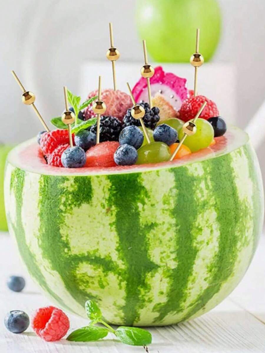 100pcs Disposable Cocktail Sticks For Cake, Dessert & Fruit Picks, Self-Serve Paper Cupcake & Toothpick Combo, Suitable For Wedding & Party - Multicolor - View 1