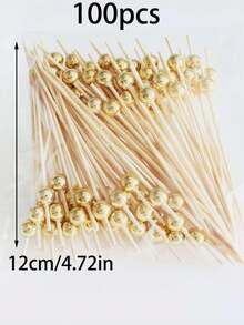 100pcs Disposable Cocktail Sticks For Cake, Dessert & Fruit Picks, Self-Serve Paper Cupcake & Toothpick Combo, Suitable For Wedding & Party - Multicolor - View 5