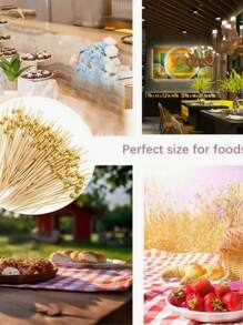 100pcs Disposable Cocktail Sticks For Cake, Dessert & Fruit Picks, Self-Serve Paper Cupcake & Toothpick Combo, Suitable For Wedding & Party - Multicolor - View 3