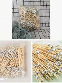 100pcs Disposable Cocktail Sticks For Cake, Dessert & Fruit Picks, Self-Serve Paper Cupcake & Toothpick Combo, Suitable For Wedding & Party - Multicolor - View 7