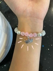 2Pcs Friendship Bracelets With Lotus &Crown Charm Best Friend Bff Matching Bracelets For Couples Women Men - Multicolor - View 8