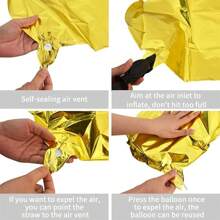 Bóng bay chữ vàng lớn 40 inch, bóng bay Heli lá Mylar cỡ lớn cỡ lớn dùng để trang trí tiệc sinh nhật, bảng chữ cái vàng, Giáng sinh - Vàng - Xem 8