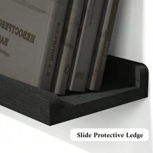 Estantes flotantes montados en pared, Set de 2, Estantes de pared de madera rústica para almacenamiento, Dormitorio, Sala de estar, Baño, Cocina, Oficina y talla grande, Decoración del hogar de otoño color negro carbonizado - Negro - Ver 5