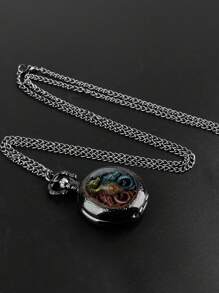 1只復古龍紋石英掛表,酷炫黑色頸掛掛表,獨特時鐘吊墜禮物 - 黑色 - 查看 4