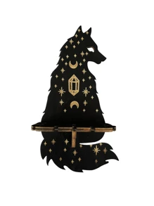 1 件木制动物形状家居装饰壁挂式架子，可爱设计，储物架，家居装饰，房间装饰，墙壁装饰 - 黑金 - 查看 10