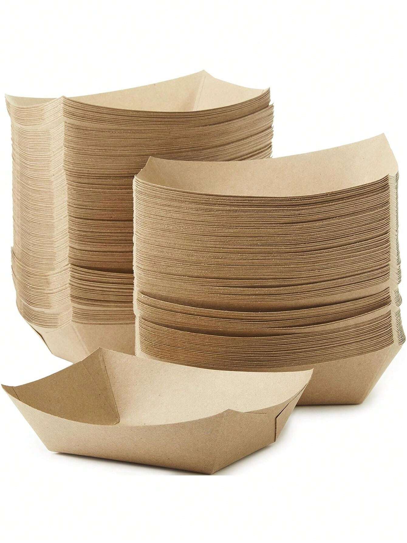 20pcs/50pcs Open Top Kraft Paper Boat Boxes, Waterproof & OilProof
