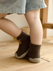 1pair Infant/Toddler Baby Walking Shoes Socks, Soft Non-Slip Breathable Indoor Floor Socks With Shoes Sole, Spring & Autumn - Coffee Brown - View 5