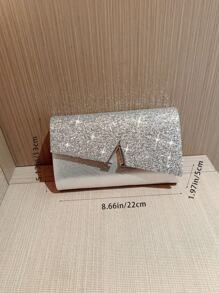 1入鑲金屬飾邊閃亮晚宴手提包，信封式設計，適用於舞會、婚禮、夜晚、正式場合、鏈式肩背包或手提包，為派對、婚禮、舞會、晚餐/宴會帶來完美的裝扮，搭配婚紗、正式服裝、晚禮服、生日裙、派對裙 - 銀色 - 查看 9