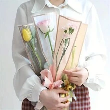 5 Stück/10 Stück/30 Stück/50 Stück/100 Stück Blumen Geschenkpapier mit goldfarbenem Rand, wasserdicht, Blumenstrauß Geschenkverpackung, geeignet für Muttertag, Partys, Dekorationen