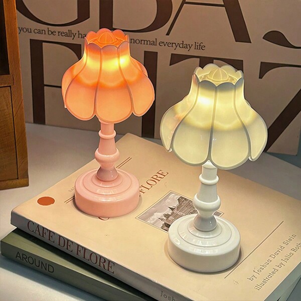 Luz Nocturna Con Diseño Floral Art Deco Con Luces Led Alimentadas Por Batería Para Dormitorio, Sala De Estar Y Lámpara Decorativa De Mesa Pequeña, Regalos De Luz Para Mascotas