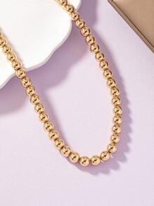 A European And American Fashionable And Versatile Simple Beaded Necklace Suitable For Women To Wear Daily - Yellow Gold - View 3