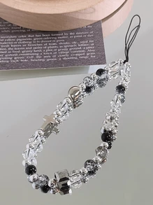 1 Stück Armband in Cartoon Bär Form mit Kreuz-Emaille und Kristallen, einfache lange Kette für Handy, Schlüssel, Ohrhörer, Kamera, niedlicher Mädchenstil Geschenk für Mutter, Familie, Freunde, Geburtstag, Feiertage, Handykette