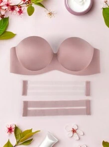 Thin Strapless Smooth Bra, Push-Up With Anti-Slip Design For Side And Bottom Support, Invisible Bra For Wedding Dress, Lingerie