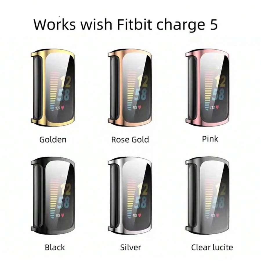 Carcasa Protectora Para Fitbit Charge 5/charge 6, Cubierta Completa De Tpu Con Electrochapado, Carcasa Resistente A Caídas Y Arañazos Para Reloj - Unitalla - Ver 1