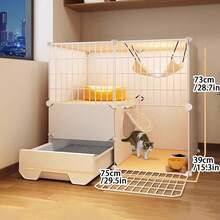 Cat Cage Indoor Cat Litter Box Bed Pan Toilet With Free Space Cat House For Breeding And Rearing Kittens - Multicolor - View 1