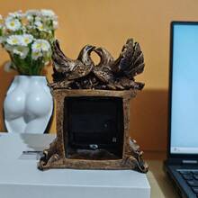 美式復古樹脂鴿子和平棲息時鐘，家居客廳臥室書房桌上裝飾 - 金色 - 查看 5