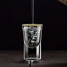 6pcs, 15ml/0.5oz Mini Golden Rim Cups, Suitable For Bar, Pub, Club, Restaurant And Home Use