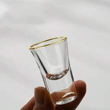 6pcs, 15ml/0.5oz Mini Golden Rim Cups, Suitable For Bar, Pub, Club, Restaurant And Home Use