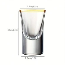 6pcs, 15ml/0.5oz Mini Golden Rim Cups, Suitable For Bar, Pub, Club, Restaurant And Home Use