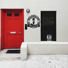 Personalized Classic Metal Welcome Sign, Metal Wall Art, Housewarming Gift, Wedding Gift, Door Hanger, Initial Wall Name Diy Decoration, Flower Vows Letter Combination Sign,Home Decor ,Room Decor,Wall Decor - Black - View 17