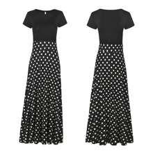 Vestido Largo Estampado Corto Manga Para Fiesta, Casual - Negro - Ver 2