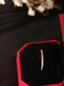 1pc Stainless Steel Frosted Starry Sky Shining Gold Finger Ring, Unisex