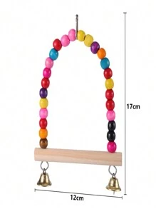 1pc Colorful Wooden Beads Arched Parrot Swinging Frame, Cage-style Bird Toy Frame Climbing Ladder, Random Color - Multicolor - View 4