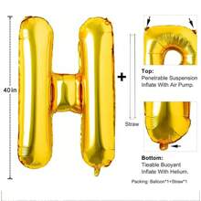 Bóng bay chữ vàng lớn 40 inch, bóng bay Heli lá Mylar cỡ lớn cỡ lớn dùng để trang trí tiệc sinh nhật, bảng chữ cái vàng, Giáng sinh - Vàng - Xem 7