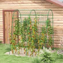 Outsunny Rankgitter, Rankhilfe für Kletterpflanzen, Verstellbares Spalier, Pflanzengitter mit Netz, Pflanzengerüst für Garten, Balkon, Stahl, Grün, 144 x 167 x 206 cm