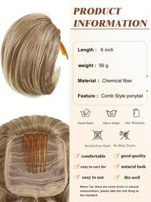 Synthetic Short Ponytail 6-Inch Bun Hair Comb Clip Hair Bundle Adjustable Drawstring Ponytail Synthetic Hair Piece Female Extension