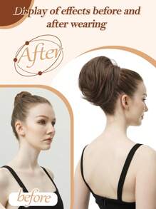 Synthetic Short Ponytail 6-Inch Bun Hair Comb Clip Hair Bundle Adjustable Drawstring Ponytail Synthetic Hair Piece Female Extension