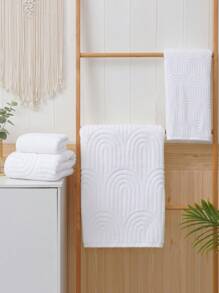 QIBHI 2pcs Jacquard Solid Color Bath Towel Set - Soft & Absorbent Hand Towel(40*75cm/15.74*29.52in) And Bath Towel(70*140cm/27.55*55.11in) For Bathroom Use - Black - View 9