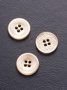10pcs/set Clothing Hand-sewn Metal & Fabric Buttons Diy Handmade Decoration - Gold - View 11