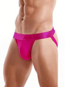JOCKMAIL男士透氣性感的網眼運動丁字褲，可炫臀款式 - 玫紅色 - 查看 3