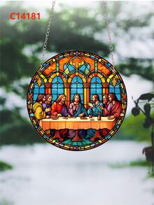 《最後的晚餐》懸掛裝飾,適用於家庭窗戶牆壁門飾,適用於《最後的晚餐》愛好者的牛血橡膠掛飾,適用於餐廳用餐,男女皆宜的信仰紀念禮物 - 橡膠掛飾 - 多色 - 查看 3