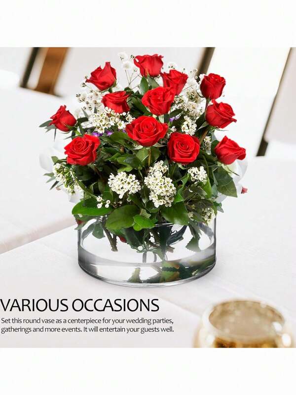 1pc Transparent Acrylic Flower Vase With 12 Holes, Simple Round Floral Container For Home, Wedding, Dining Table Decor
