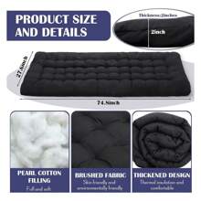 4 Pcs Outdoor Camping Cot Pads Mattress Cot Mattress Topper Lightweight Foldable Sleeping Camping Cot Pad Thicker Cotton Sleeping Cot Pad For Adults Camping Cots, Outdoor And Indoor, Black - 彩色 - 查看 4