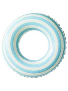 1pc PVC Thick Small Retro Blue Striped Swim Ring, Outdoor Inflatable Sport Accessory