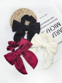 3 piezas Scrunchies de pelo de mujer multicolor con lazo, adecuados para uso diario y crear estilos de cabello dulces, retro y elegantes, accesorios, coleta, ligas de pelo, cuerda de pelo, bolas de pelo, regalos