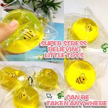 6cm減壓麥芽糖壓縮球,有蜜蜂設計,易攜帶,適合在辦公室,教室或其他任何地方使用 - 黃色 - 查看 3