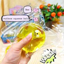 6cm減壓麥芽糖壓縮球,有蜜蜂設計,易攜帶,適合在辦公室,教室或其他任何地方使用 - 黃色 - 查看 2