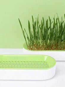 1pc Hydroponic Cat Grass Planting Pot, Color Block Hydroponic Cat Grass Box (Not Including Seeds)