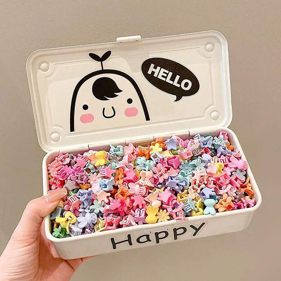 20 chiếc/bộ giao hàng ngẫu nhiên kẹp tóc mini thiết kế hình thỏ, ngôi sao, hoa, phụ kiện tóc mái cho nữ/bé gái & tóc rối - Nhiều màu - Xem 1