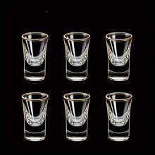 6pcs, 15ml/0.5oz Mini Golden Rim Cups, Suitable For Bar, Pub, Club, Restaurant And Home Use