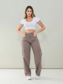 Women Jeans - 鏽棕色 - 查看 1