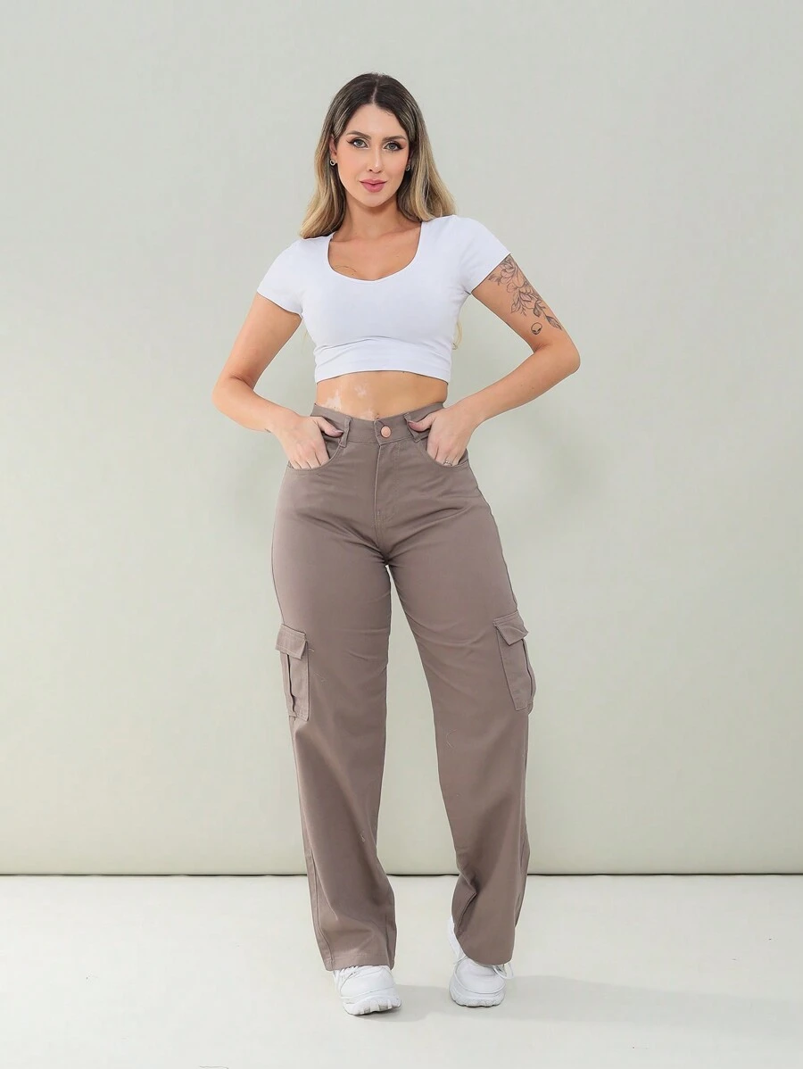 Women Jeans - 鏽棕色 - 查看 1