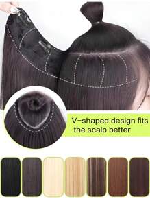 20-32英寸夹式直发接发片，黑色和棕色，适合女性和女孩，马尾辫接发片 - 黑棕色 - 查看 6
