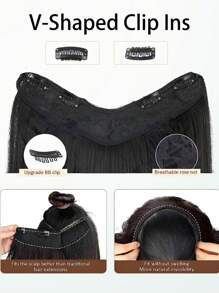 20-32英寸夹式直发接发片，黑色和棕色，适合女性和女孩，马尾辫接发片 - 黑棕色 - 查看 5